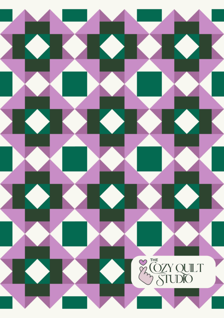 Evening Bloom quilt pattern for beginners and easy weekend quilt projects -