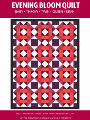 Evening Bloom quilt pattern pdf downlaod the cozy quilt studio quilt pattern