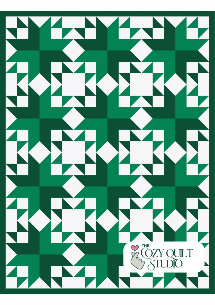 green-and-white-half-square-triangle-quilt-–-perfect-for-a-Christmas-project